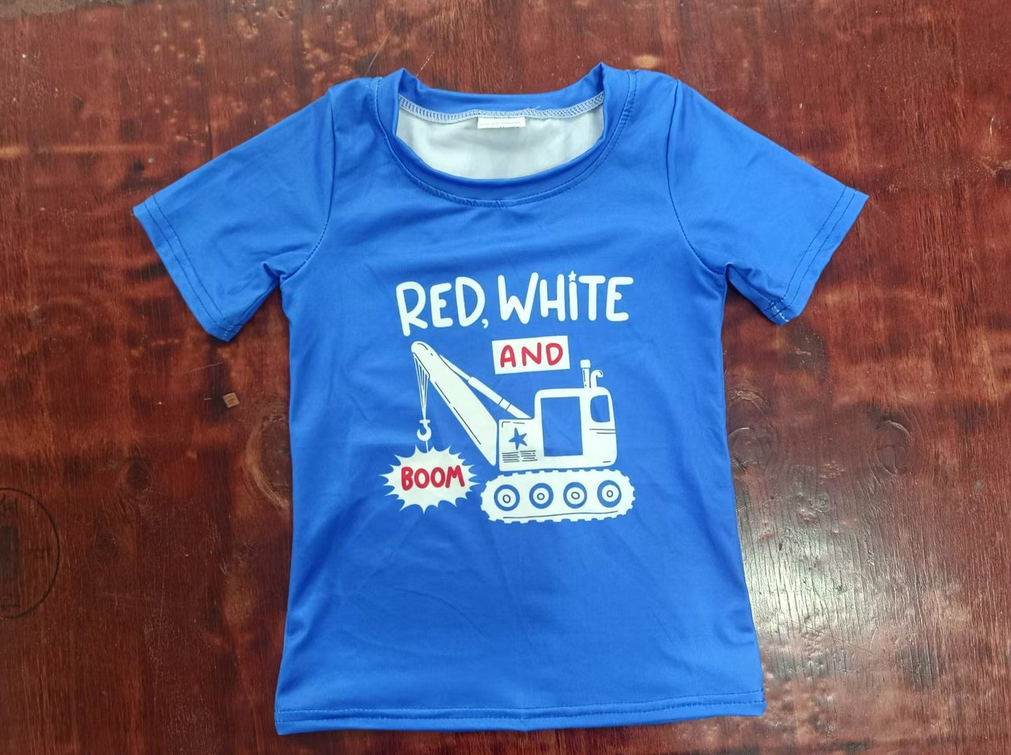 custom moq 5 eta 5weeks mix size baby boys clothes blue short sleeve Top