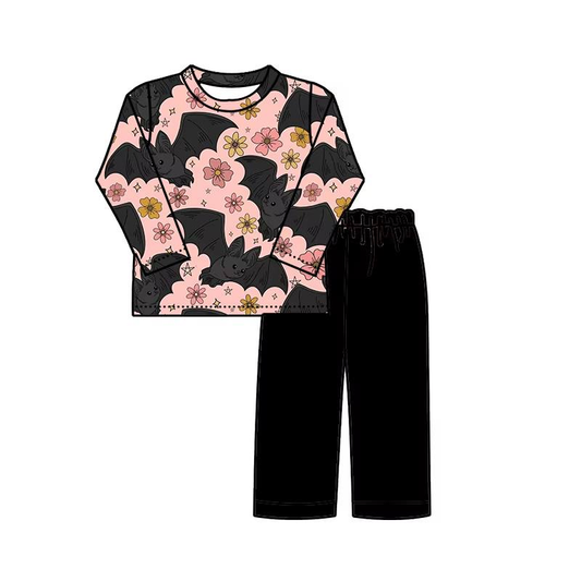 Custom moq 5 each style eta 6-7weeks baby girl clothes bat black long sleeve pants sets -25.8.1