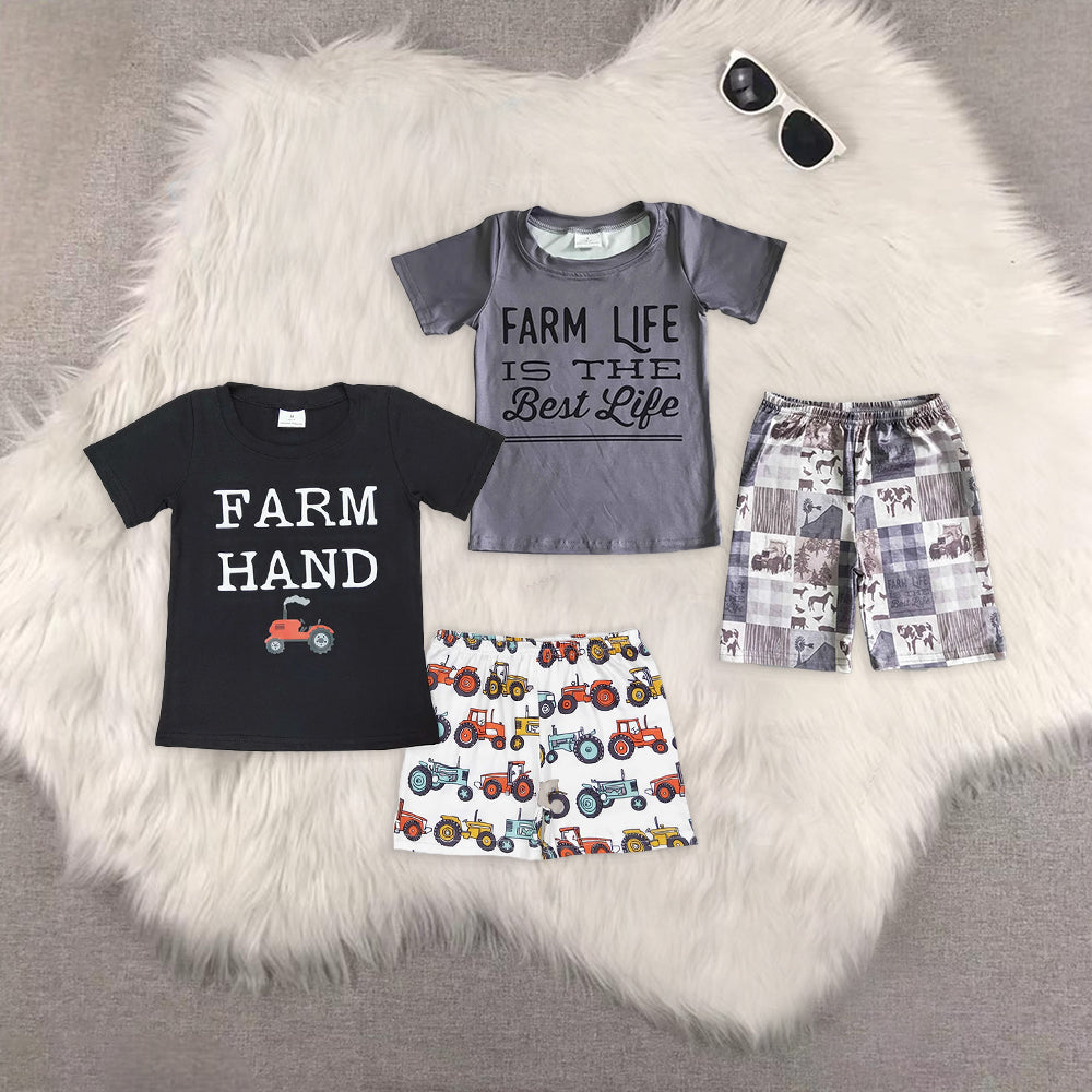 RTS NO MOQ Baby boy clothes farm short Sleeve shorts Suit