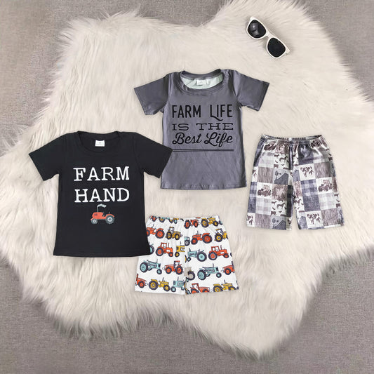 RTS NO MOQ Baby boy clothes farm short Sleeve shorts Suit