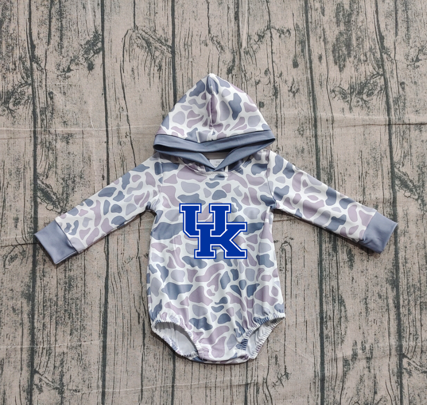 Custom moq 5 mix size milk silk Popular team camouflage cute boys and girls hooded long sleeve romper-25.10.22