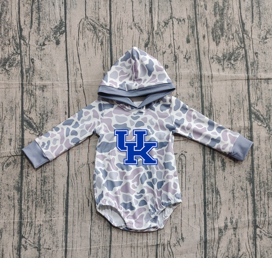 Custom moq 5 mix size milk silk Popular team camouflage cute boys and girls hooded long sleeve romper-25.10.22
