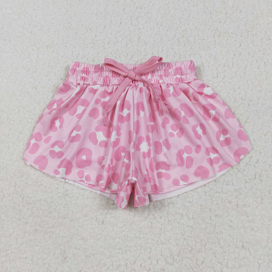 RTS NO MOQ SS0587 Pink and white leopard print shorts