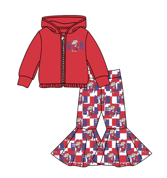 Custom moq 5 mix size milk silk summer teams baby girl clothes dark red hooded long sleeve pants sets-25.11.6
