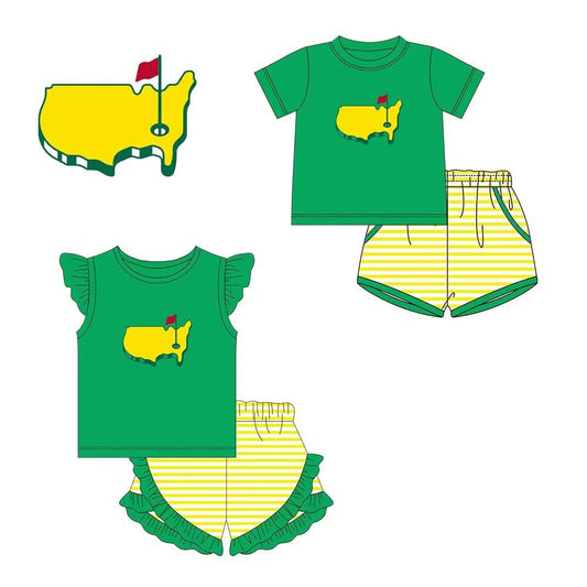 Custom moq 5 each style eta 6-7weeks baby girl clothes green short sleeve shorts sets 2 -25.8.28