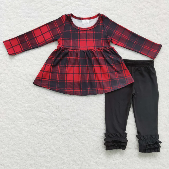 RTS NO MOQ Sibling baby girl clothes Christmas bow long sleeve pants Sets