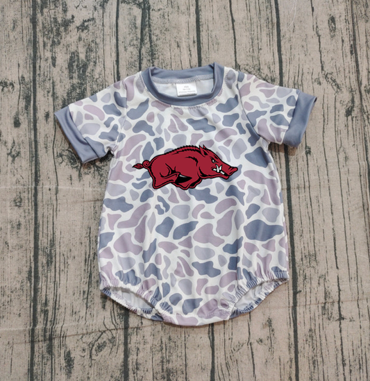 Custom moq 5 mix size milk silk Popular camouflage gray camouflage cute boys and girls adapt romper