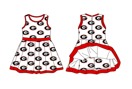 Custom moq 8 each style eta 6-8weeks yoga material baby girl clothes team red sleeveless dress-25.9.29