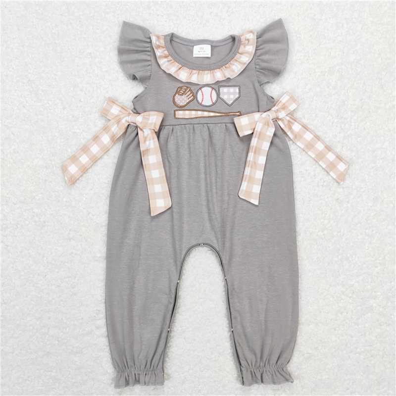 RTS NO MOQ Girls Boys embroidery baseballl Clothes Sets and dress and romper