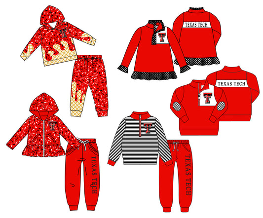 Custom moq 5 mix size milk silk summer teams baby girls clothes red hooded long sleeve pants sets and boy sets 2 and tops 2-25.8.27