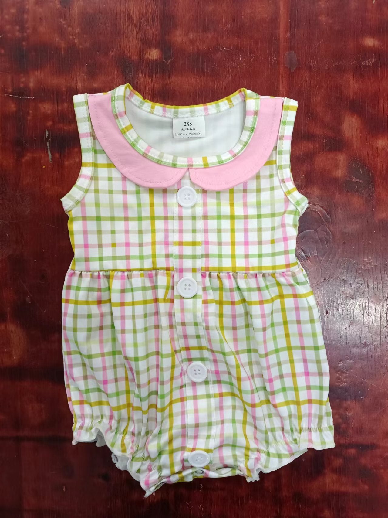 custom moq 5 eta 5weeks mix size baby girls clothes colorful grid vest summer Romper