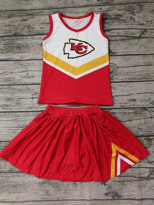 Custom moq 5 each style eta 6-7weeks baby girl clothes team red sleeveless skirts sets-25.8.6