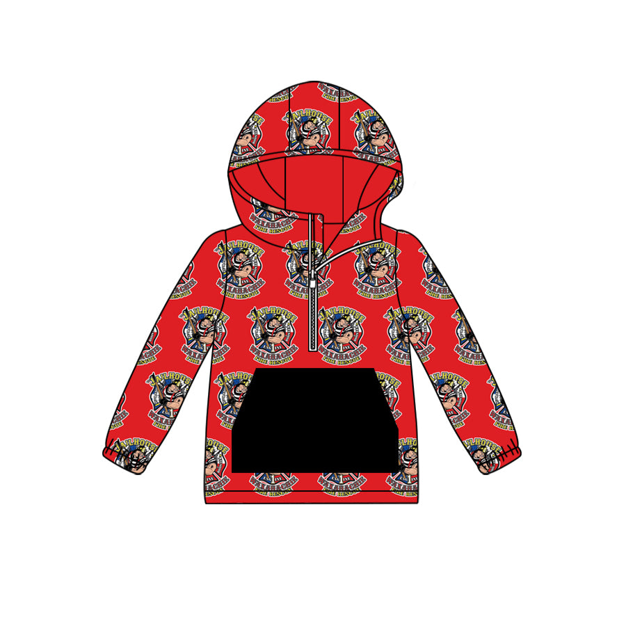 custom moq 5 tat about 6-8week Red Long Sleeve Hood Zip-Up Hoodie