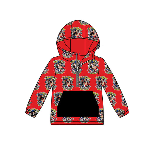 custom moq 5 tat about 6-8week Red Long Sleeve Hood Zip-Up Hoodie
