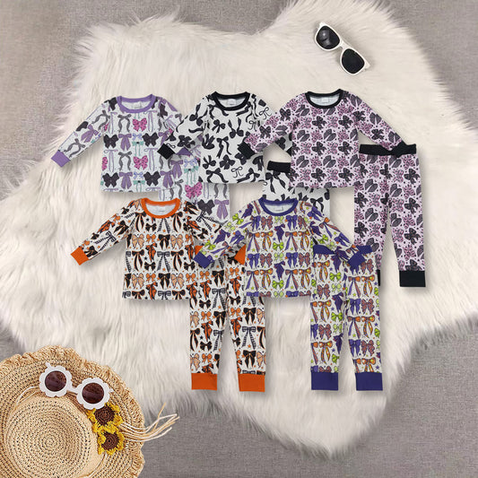 RTS NO MOQ Sibling Baby girl clothes bow long-sleeved trousers suits