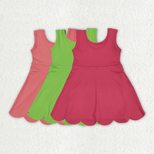 RTS NO MOQ Sibling baby girl clothes yoga pure color suspender skirt sets