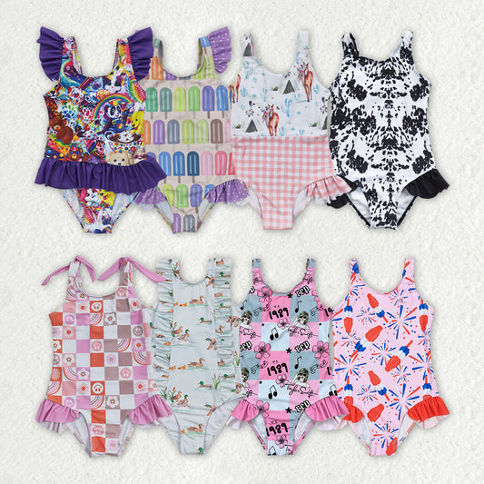 RTS NO MOQ baby girl clothes Short Skirt Set & Swimsuit