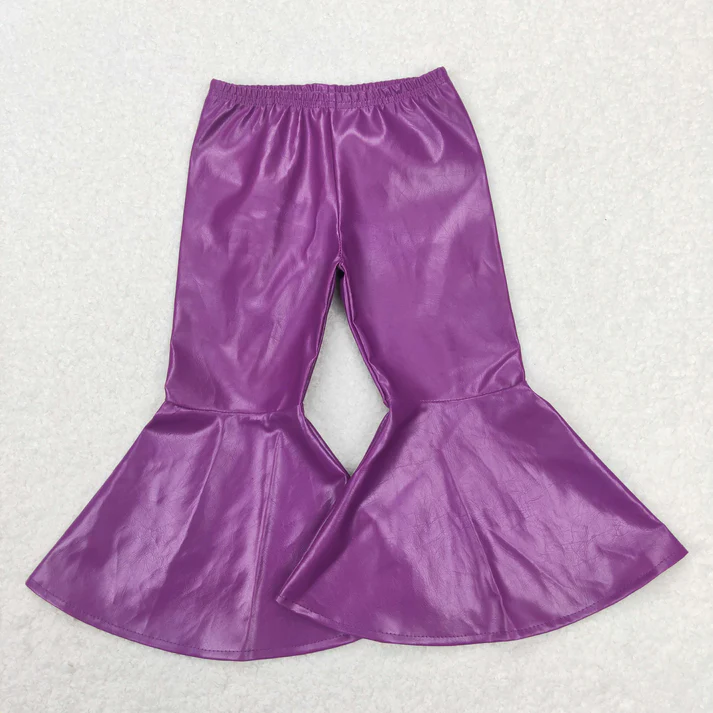 RTS NO MOQ Solid color leather flared pants