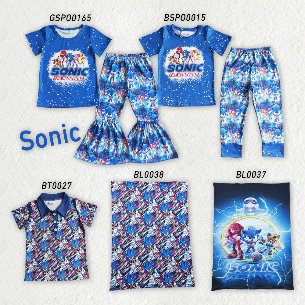RTS NO MOQ baby boys clothes blue short sleeve pants sets blanket top