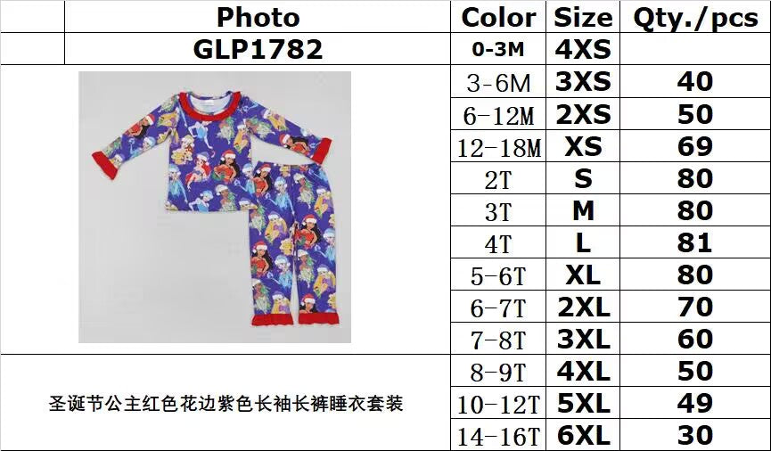 RTS NO MOQ ETA 5/7days Arrived GLP1782 Christmas red purple long-sleeved trousers pajamas set