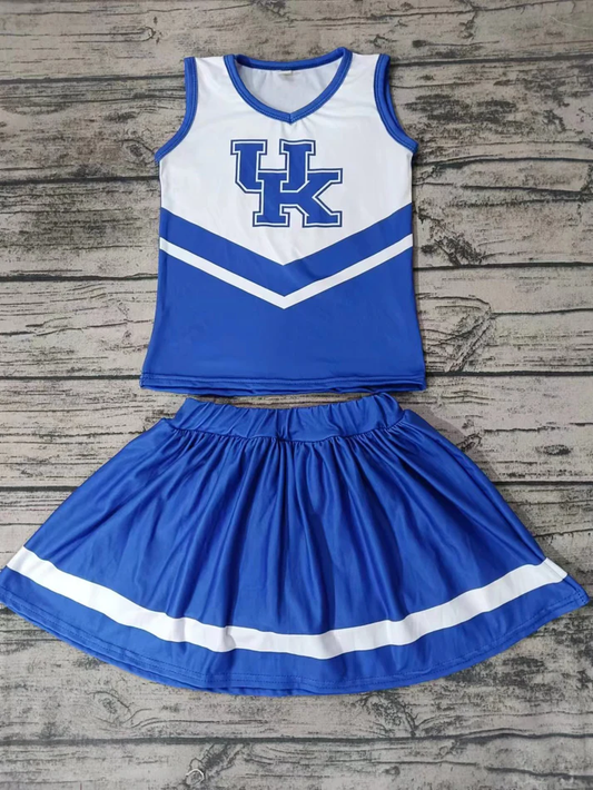 Custom moq 5 each style eta 6-7weeks baby girl clothes team blue sleeveless skirts sets-25.8.6