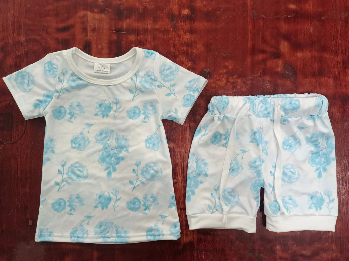 custom moq 3 eta 5weeks Summer Boys Blue Flower Pajamas