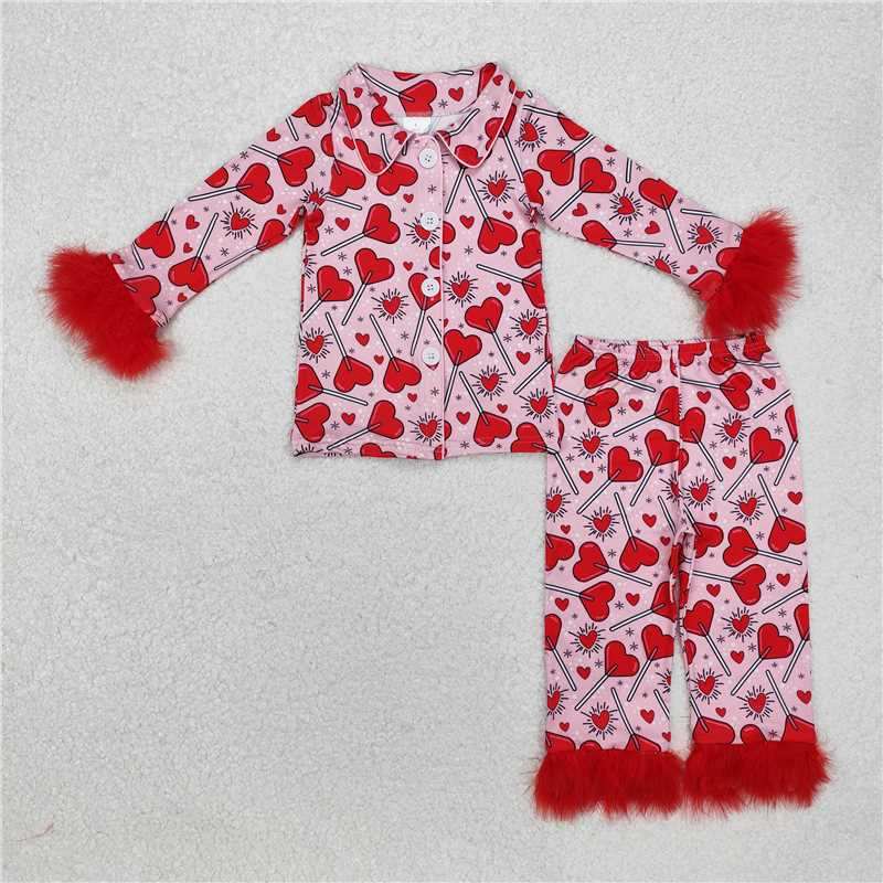 RTS NO MOQ Sibling Baby girls Clothes Valentine long-sleeved pants sets