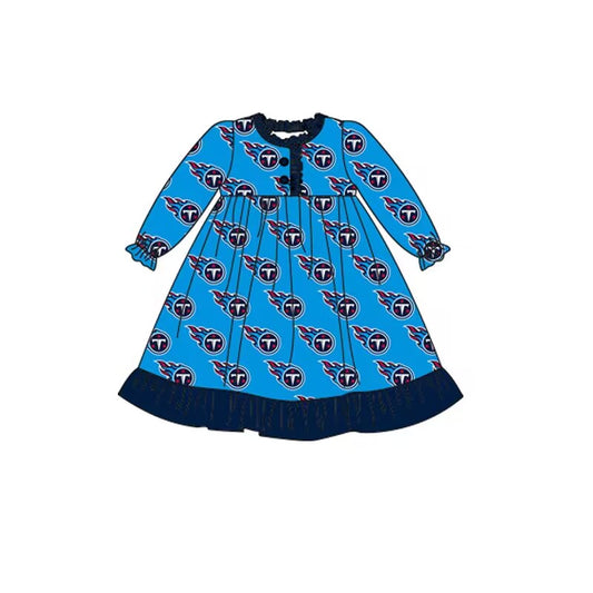 Cmoq 5 tat about 6-8 weeks baby girls clothes team blue long sleeve dress