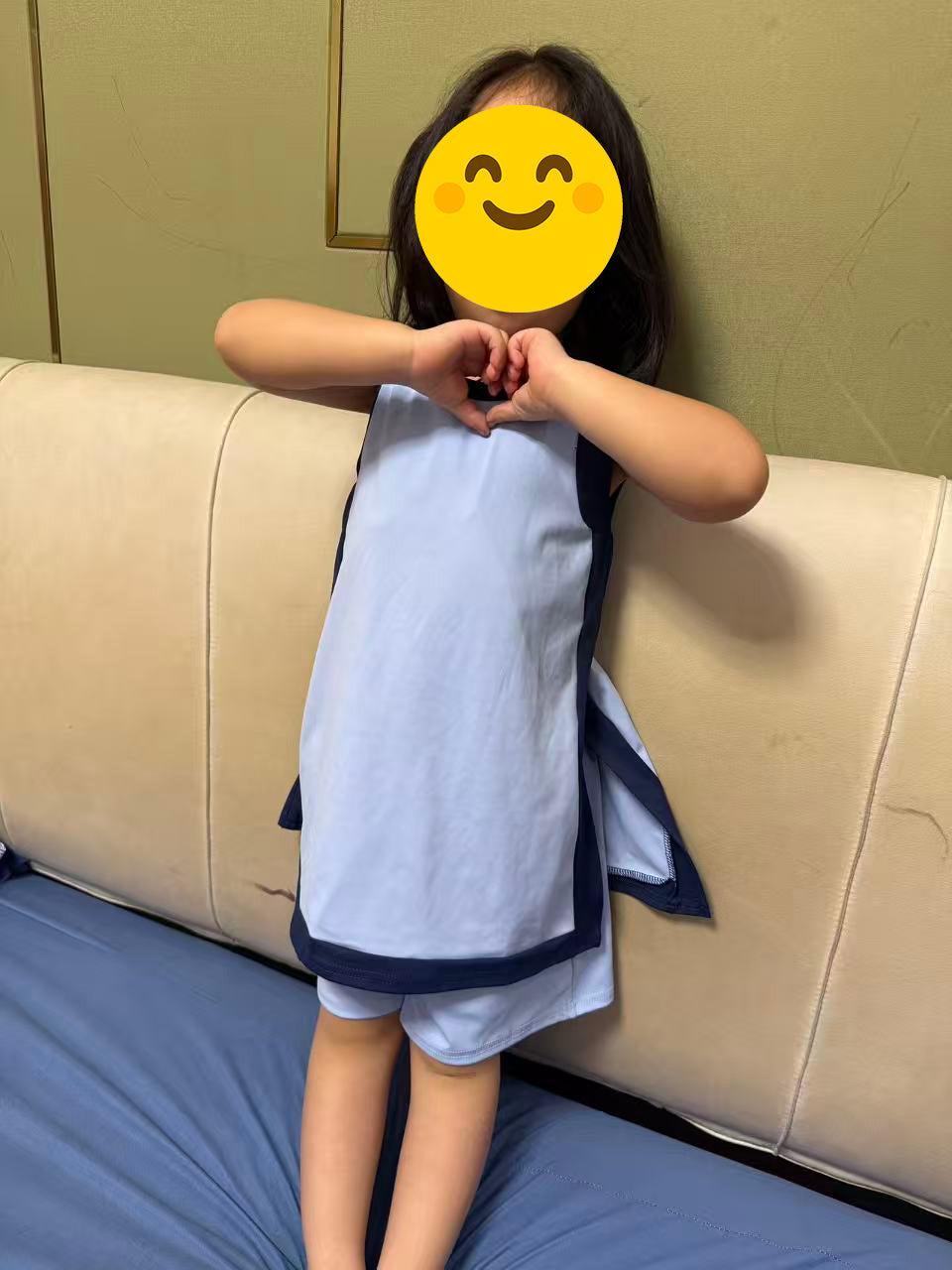 (Sample) No moq yoga fabric cotton GSSO3847（GSD4256+SS0961）Yoga Separate Shorts Baby Girls Light Blue Sleeveless Top Split Hem Short Yoga Skirt Active Clothes Set