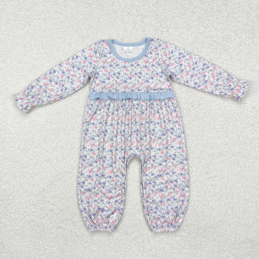 RTS NO MOQ ETA 5/7days arrived LR2072 Flower floral blue lace long-sleeved jumpsuit