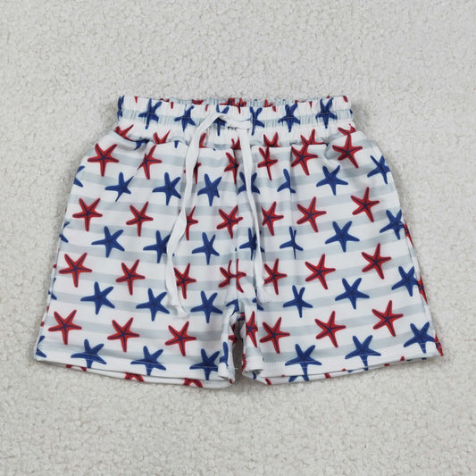 RTS NO MOQ（In Stock) Starfish Green Striped Swim Trunks