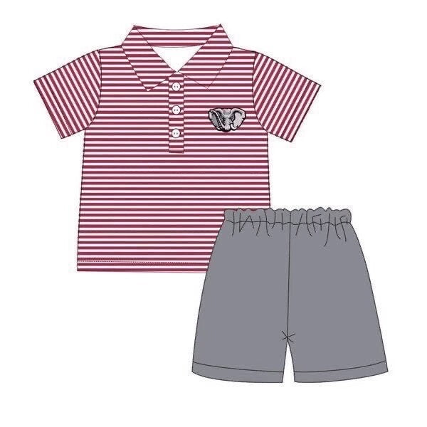 custom moq 5 eta 6-7weeks baby boys clothes red striped short sleeve shorts suit