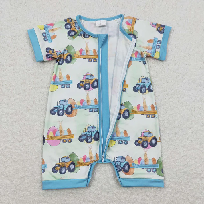 RTS NO MOQ Boys easter short-sleeved shirt shorts clothing set and romper and blanket
