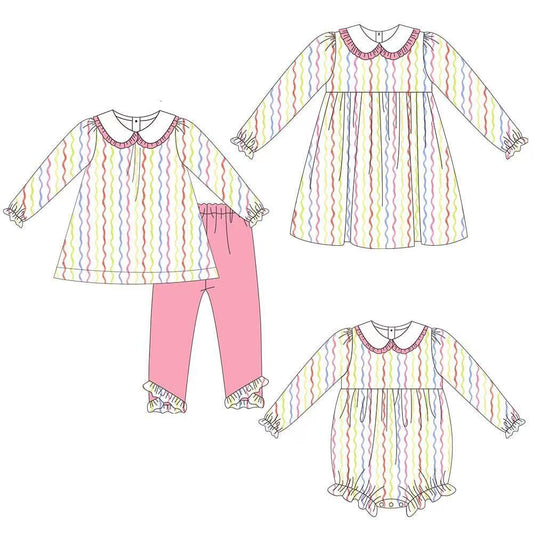 Custom moq 5 each style eta 6-7weeks baby girl clothes long sleeve pants sets and romper and dress -25.8.9