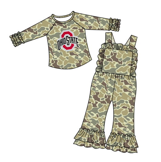 Custom moq 5 mix size milk silk summer teams baby girls clothes camouflage long sleeve top jumpsuit sets-25.9.9