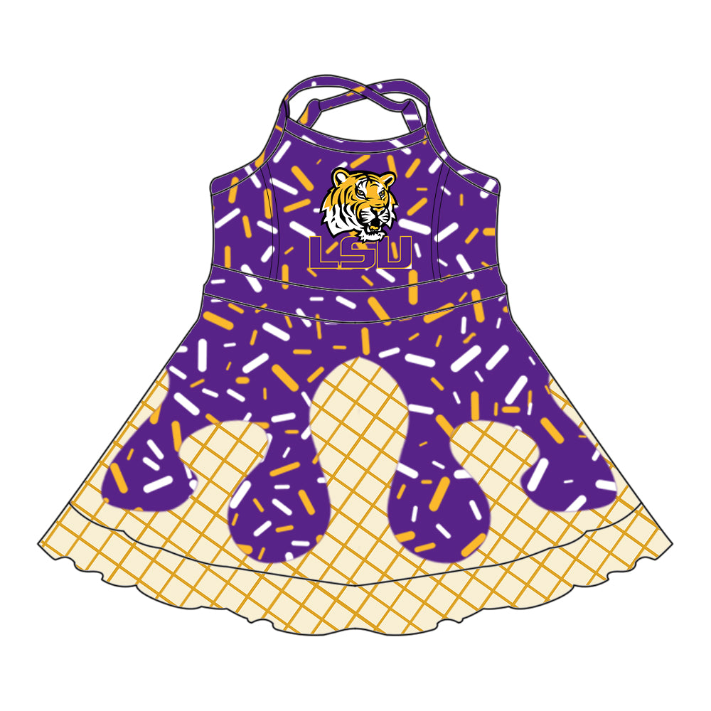 Custom summer teams baby girls clothes team purple hooded long sleeve tops and short sleeve top and dress and pants and shorts-25.5.28