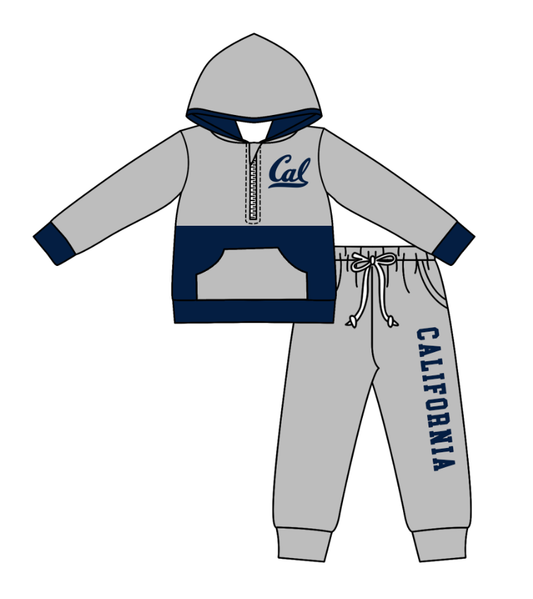 Custom moq 5 mix size eta 6-8weeks milk silk summer teams gray baby boy clothes hooded long sleeve pants sets-25.10.27