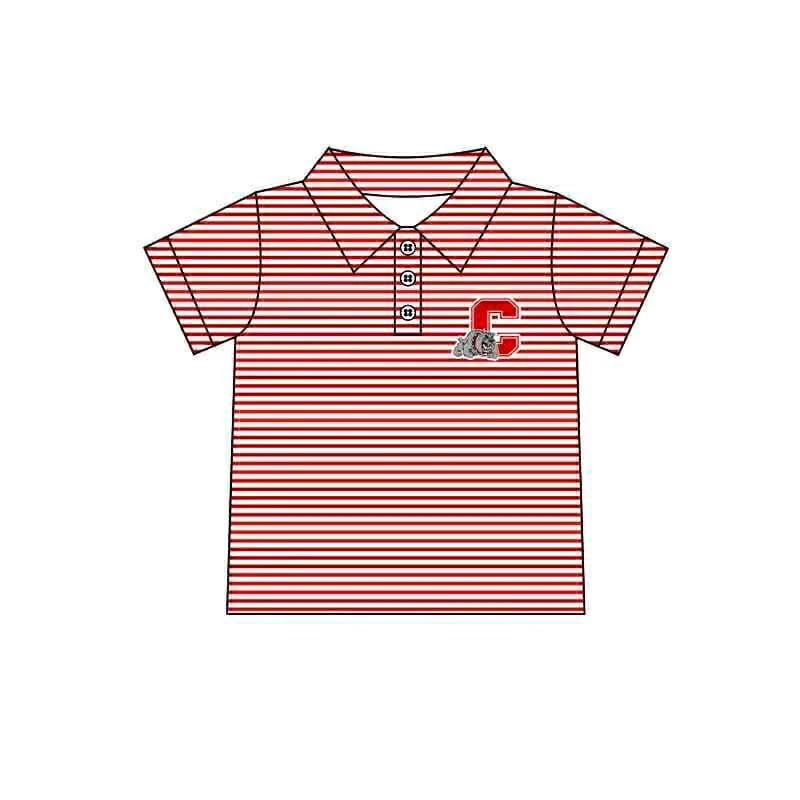 Custom moq 5 each style eta 6-7weeks baby girl clothes team red striped short sleeve top-25.8.21