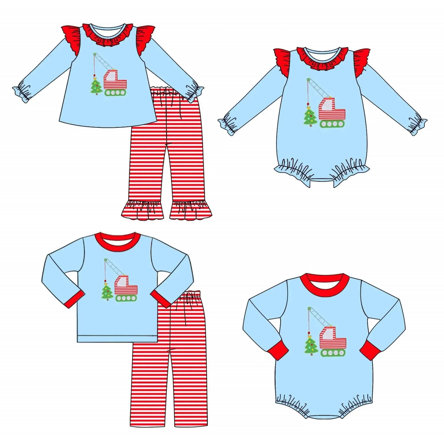 Custom moq 5 each style eta 6-7weeks baby girl clothes Christmas long sleeve pants set 2 and briefs sets and top-25.8.14