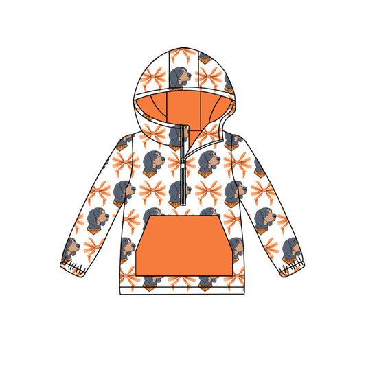 custom moq 5 tat about 6-8week Orange Long Sleeve Hood Zipper Hood Pullover
