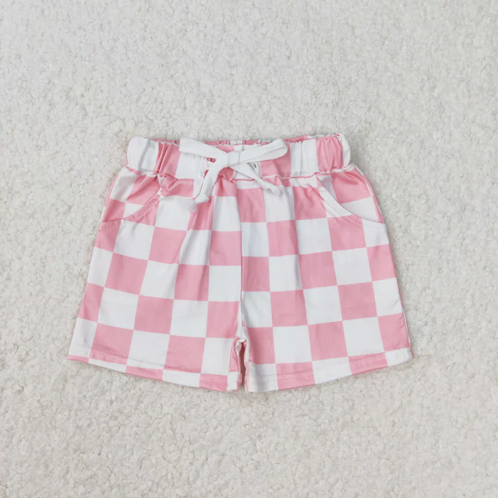 RTS NO MOQ Sibling Baby girls clothes Summer plaid Shorts