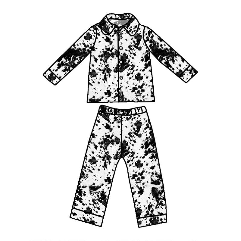 Custom moq 5 mix size milk silk summer baby boy clothes ink pattern long sleeve pants sets-25.8.15