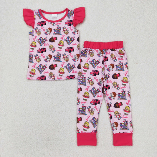 GSPO1996 girls red flying sleeve long pants pajamas set