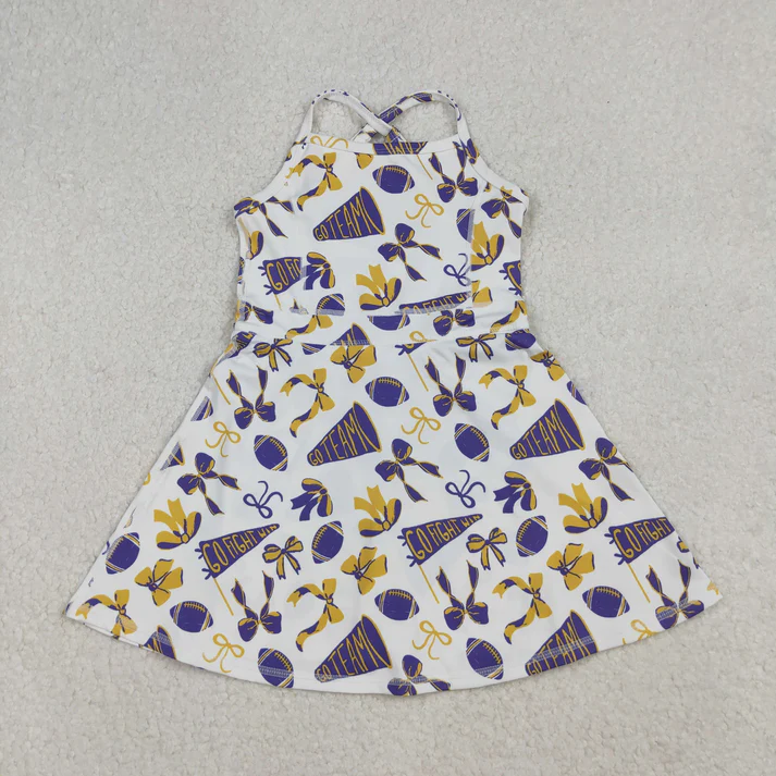 RTS NO MOQ Sibling baby girl clothes team cheer skirt yoga sets and dress