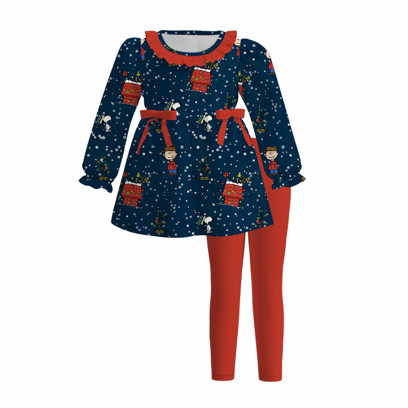 Custom moq 5 each style eta 6-7weeks baby girl clothes Christmas long sleeve pants sets 1 and sets 6-25.7.16
