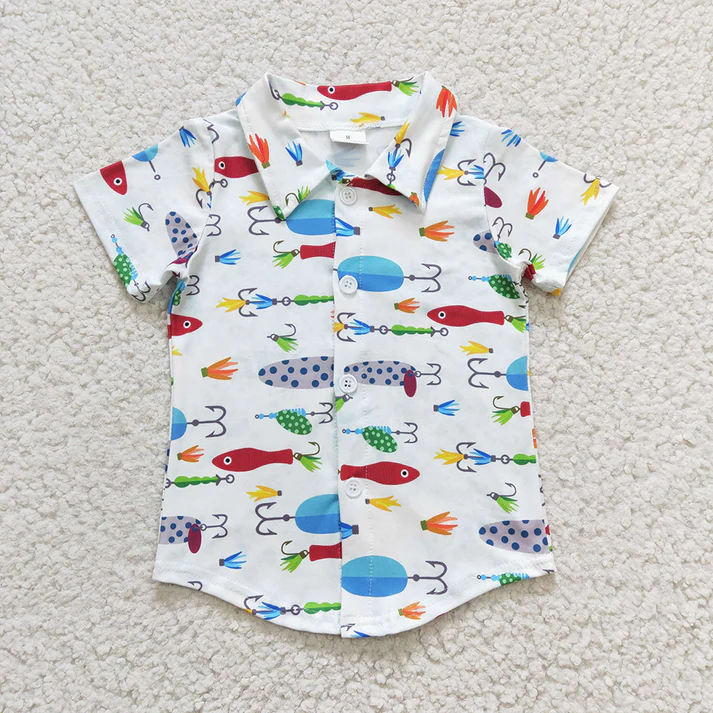RTS NO MOQ baby boy clothes short-sleeved tops