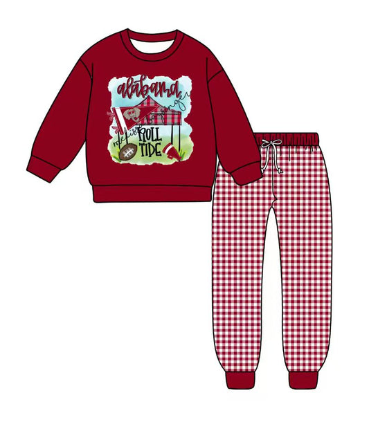 Custom moq 5 mix size milk silk summer teams baby boy clothes dark red long sleeve pants sets-25.9.9