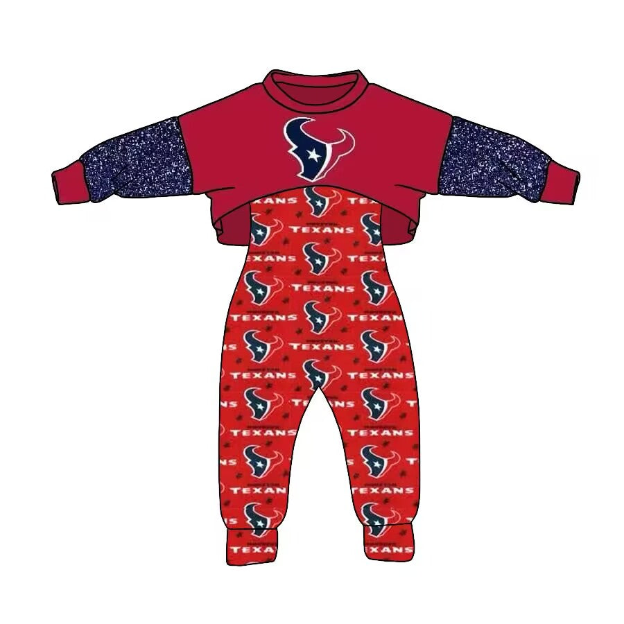 Custom moq 3 tat about 6-8 weeks  team baby girls clothes red long sleeve and long pants suit