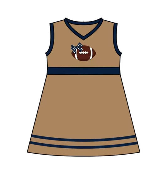 Custom MOQ 3 MIX SIZE ETA 6-7weeks team baby girls clothes khaki sleeveless dress