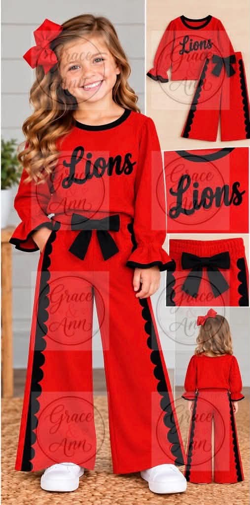 custom moq 5 mix size MelissaRR0102 Baby Kids Red Letter Ruffle Sleeve Top Wide Leg Pants Outfit Set